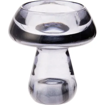 Svícen H&L Skleněný svícen HOUBA tmavě šedý (8x8x8.8 cm)