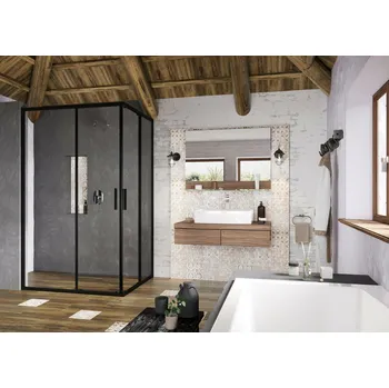 RAVAK Sprchový kout Ravak Blix Slim BLSRV2K 120 1/2 rohový, černá/transparent, X1XMG0300Z1 X1XMG0300Z1