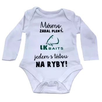 Kojenecký body LK Baits body dlouhý rukáv 9-12 měsíců Mámo zabal pleny zelený nápis
