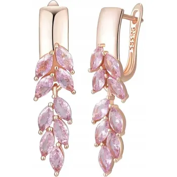 Náušnice Náušnice zlato 585 pozlacené zirkony zlaté listy růžového zlata