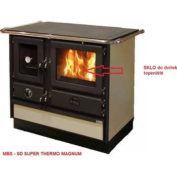 Krbová kamna MBS - sklo dvířek topeniště I00095 283x373mm, SD SUPER THERMO MAGNUM / THERMO IN / VULKAN / THERMO VULKAN /THERMO VULKAN PLUS _ 110930