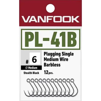 Rybářský háček Vanfook Háčky Plugging Single Medium Heavy Wire Barbless PL-41B 12ks Počet kusů: 12ks, Velikost háčku: #6