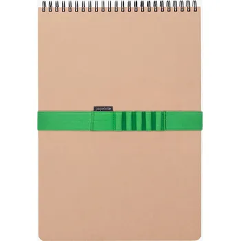 Blok Poznámkový blok Spiral A4 hnědý - kroužkový zápisník, na psaní a kreslení Gumička: zelená, Lineatura: čisté listy 48-5181