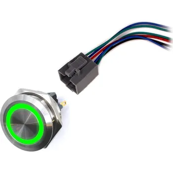 Vývojová deska LED vodotěsný spínač 30mm bez aretace - zelené podsvícení, 12 - 24V