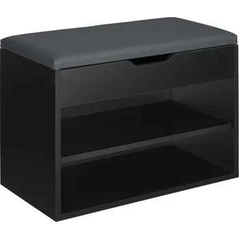 Botník TecTake GmbH 403615 lavička na boty jasmina s podsedákem 60x30x43,5cm - černá