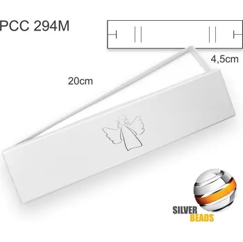 Dárková krabička Krabička na šperky podlouhlá. Materiál papír. Ozn. PCC 294M. Barva BÍLÁ s potiskem anděla (stříbrná barva). ..