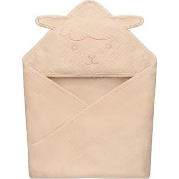 Zavinovačka Lionelo - Dětská osuška s kapucí MUSLIN HOODED TOWEL Beige Cappuccino
