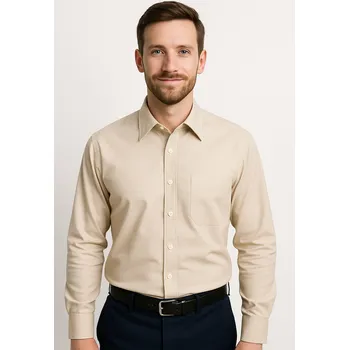 Pánská košile Pánská košile s dlouhým rukávem - béžová vz.č.11, ❗Objednávejte raději o číslo větší❗ Velikost: M