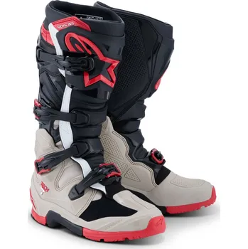 Moto obuv Boty TECH 7 ENDURO, ALPINESTARS (černá/světle šedá/červená) 2026 (Velikost: 38)