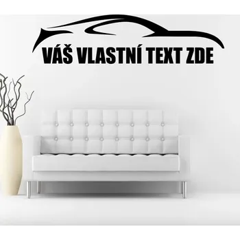 Samolepící dekorace Silueta auta s vaším textem - vinylová samolepka na zeď 80x23cm