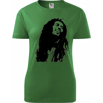 Dámské tričko Zelené dámské tričko Bob Marley - barva zelená - velikost M