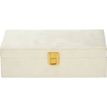 Dekorace do dětského pokoje H&L Bílá šperkovnice se zrcadlem se zlatým zámkem (25x16x7 cm)