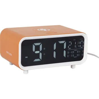 Budík Karlsson, Budík Chunky LED, oranžový, s indukčním nabíjením - Formadore