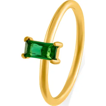 Módní doplněk Troli Půvabný pozlacený prsten se zeleným zirkonem 60 mm + 2 měsíce na vrácení zboží