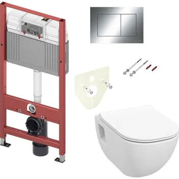 WC sada Tece Set modulu do sádrokartonu, WC EBS Diana New Rimless, sedátka a tlačítka, chrom lesk