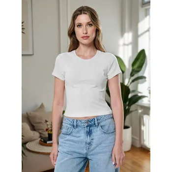 Dámské tričko Sinsay - Bavlněné tričko - bílá - 753IN-00X - 753IN-00X-S