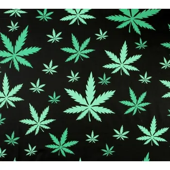 Bavlněná česká látka šíře 160cm - Konopí na černé (50cm)