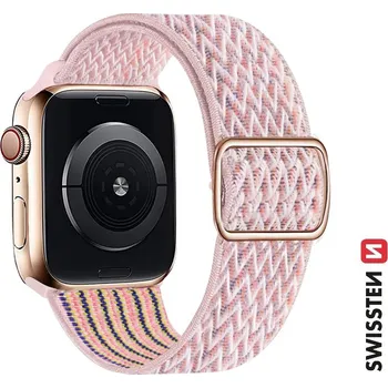Řemínek na hodinky Řemínek SWISSTEN Nylon pro Apple Watch 42mm / 41mm / 40mm / 38mm - nylonový se sponou - růžový