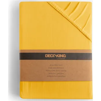Prostěradlo Bavlněné jersey prostěradlo s gumou DecoKing Amber žluté, velikost 120-140x200+30