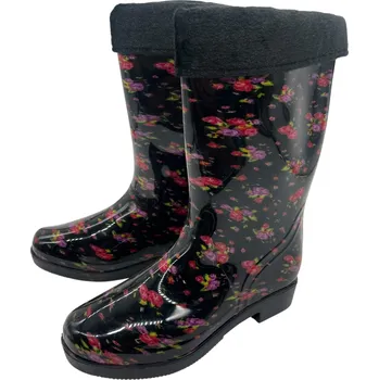 Dámské holínky Fashion Dámské zateplené černé holínky s odepínací vložkou Černá 39