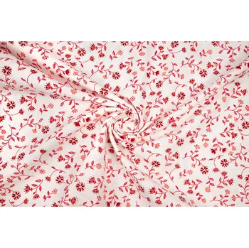 Bavlněné plátno červené plazivé kvítky