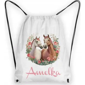 Školní batoh Školní Vak na Boty Batoh na Tělocvik do Školky Kůň Koně + JMÉNO #9