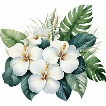 Nažehlovačka Havajské květy bílé - 6 x 5 cm