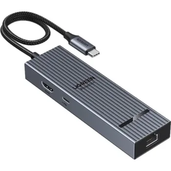 UGREEN CM828 6v1 hub - RJ45 / HDMI / 2x USB-C / 2x USB-A na USB-C - tmavě šedý
