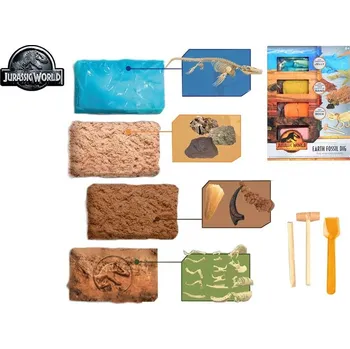 Mikro Jurský svět sada pro tesání dinosauřích pozůstatků 4ks zkamenělin