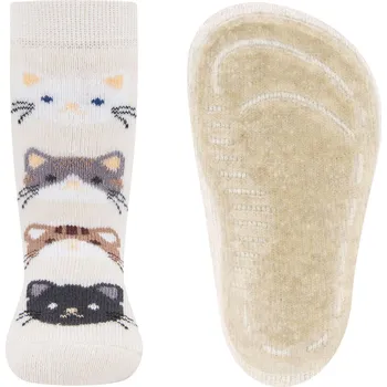 Ewers Stoppersocken SoftStep Katzen elfenbein