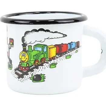 BELIS Smaltovaný hrnek ø 7 cm - 0.25 l bílý "vláček"