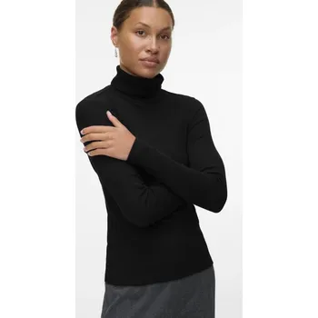 Dámské tričko Vero Moda bavlněný rolák Chloe černý Velikost: L