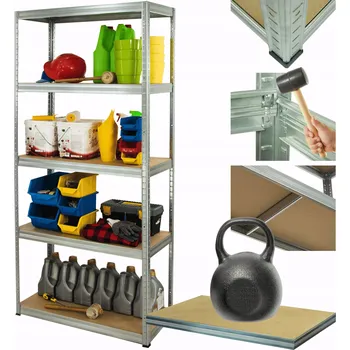 Dílenský regál Kovový regál skladový stojan pozink HELIOS 196x75x50cm 5 polic x 175kg POLSKÝ