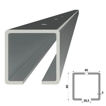 Stavební profil KOVIAN, s.r.o. C profil 80x80x5mm s otvormi, pozinkovaný, dĺžka 4m