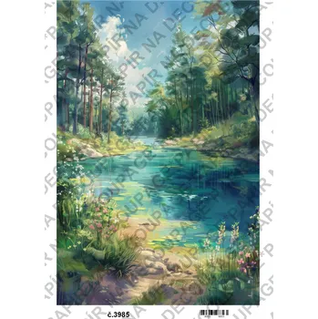 Umělecký papír Rýžový a soft papír na decoupage - Obraz příroda - KB03985 Materiál: Soft, Rozměr: A4