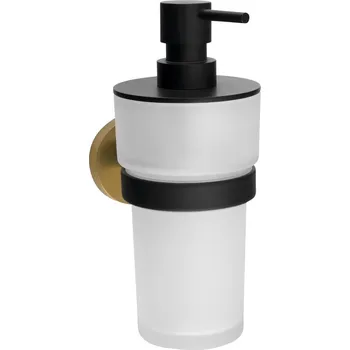 Dávkovač mýdla Sapho LARISSA dávkovač mýdla 250ml, mléčné sklo, černá/zlato mat - WS019BG