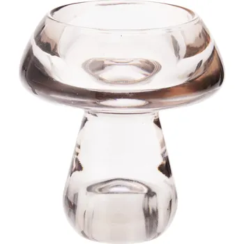 Svícen H&L Skleněný svícen HOUBA šedý (8x8x8.8 cm)