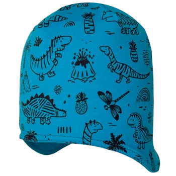 Kojenecké oblečení RDX Čepice na uši chlapecká Dinoši Tyrkysová Vel. 3