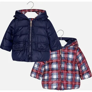 Kojenecká bunda Mayoral Dívčí polstrovaná oboustranná bunda - tmavě modrá - 80 cm