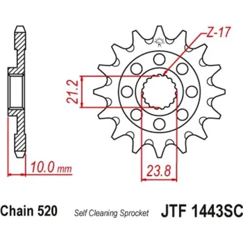 Řetězová sada pro motocykl Řetězové kolečko pro sekundární řetězy typu 520, jt (13 zubů) m290-3115-13