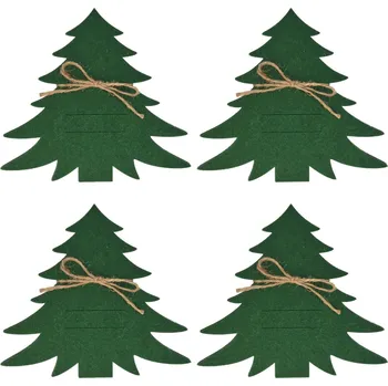Příbor Home Styling Collection Vánoční kapsičky na příbory STROMKY, 4 ks, zelené