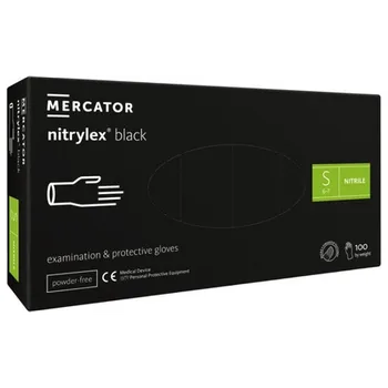 Pracovní rukavice Rukavice nitril černé bezprašné vel. S 100ks