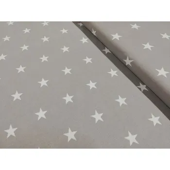 Bavlněná látka šíře 160cm - bílá hvězdička 2cm na šedé (50cm)