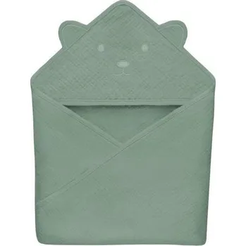 Zavinovačka Lionelo - Dětská osuška s kapucí MUSLIN HOODED TOWEL Green Forest