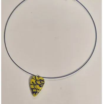 Náhrdelník Náhrdelník na lanku s vinutkami - srdce žlutomodré