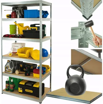 Dílenský regál Kovový regál do skladu, stojan pozink HELIOS 196x75x40cm 6 polic x 175kg, ZESÍLENÝ