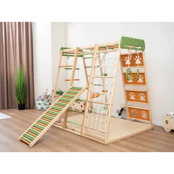 Dětské hřiště Montessori Furniture Montessori hřiště 6v1 color s rampou/závěsnými prvky a matrací PREMIUM