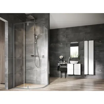 RAVAK Sprchový kout Ravak Nexty NSKK3 80x80 třídílný čtvrtkruhový, satin/transparent, 3O644U00Z1 3O644U00Z1