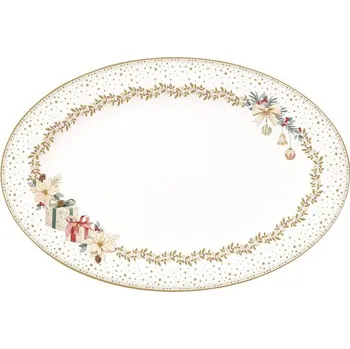 Vánoční servírovací oválný podnos na cukroví White Elegance 35x23,5cm, Easy Life