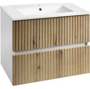 Koupelnový nábytek PANEDA STRIP umyvadlová skříňka 69,5x55x45,2cm, dub emporio